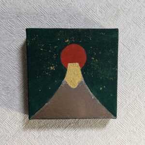 日本画 のおすすめ作品・人気作家 アートのある暮らし mineral ギフト パワーストーン 富士山 日の出 日本画 箔 縁起物 赤緑 鉱物 地球からの贈り物「初日の出P」 インテリア絵画 アート