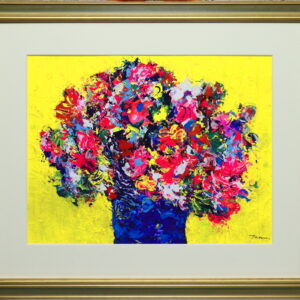 絵画 のおすすめ作品・人気作家 花 静物画色彩豊かな絵明るい絵 「Flowers」(NO.2522 / 6号F / ケント紙（0.5ミリ厚)にアクリル絵の具不透明 / 額付きー額はガラスでなくアクリル板付きです－額は取り寄せになりますので1週間ほどお待ち願います / 安本太ん 芸大卒 / 画像をクリックすると拡大画像になります インテリア絵画 アート