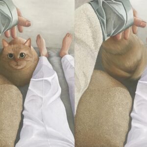 絵画 のおすすめ作品・人気作家 猫茶トラ動物寝室フリース冬フワフワあたたかい足日常 うちのかみさま① インテリア絵画 アート