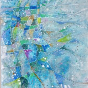 アクリル画 のおすすめ作品・人気作家 抽象画 インテリア， テクスチャーアート ブルー みずいろのかなた インテリア絵画 アート