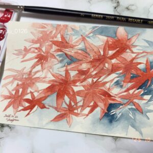 水彩画 のおすすめ作品・人気作家 紅葉 イロハモミジ インテリア絵画 アート