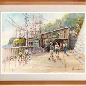 水彩画 のおすすめ作品・人気作家  水彩画原画　江ノ電・鎌倉高校前駅改札前　＃674 インテリア絵画 アート