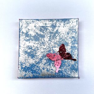 日本画 のおすすめ作品・人気作家 切り絵　蝶　箔 アクリル　赤　青 時と蝶 インテリア絵画 アート