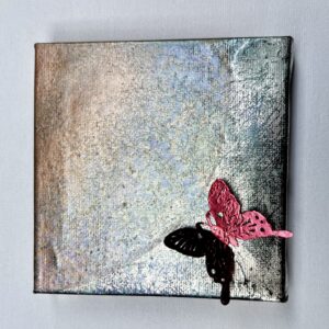 日本画 のおすすめ作品・人気作家 赤　青　切り絵　蝶　箔 アクリル 雲母 光と蝶 インテリア絵画 アート