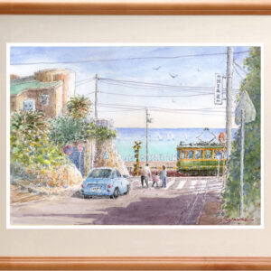 水彩画 のおすすめ作品・人気作家 水彩画原画風景画清流信州春千曲川 水彩画原画　江ノ電・鎌倉高校前駅踏切16　＃678 インテリア絵画 アート