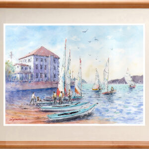 水彩画 のおすすめ作品・人気作家 水彩画原画風景画海湘南リゾート葉山マリンスポーツヨット　　　スポーツ 水彩画原画　湘南葉山の休日　＃680 インテリア絵画 アート