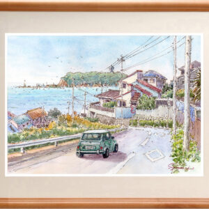水彩画 のおすすめ作品・人気作家 江の島七里ガ浜湘南海水彩画風景画原画 水彩画原画　七里ガ浜高台から江の島を望む　＃684 インテリア絵画 アート