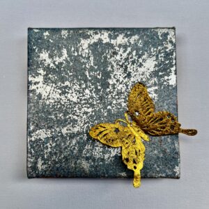 日本画 のおすすめ作品・人気作家 切り絵　蝶　金箔 　グレー　金　アクリル 時と蝶 インテリア絵画 アート