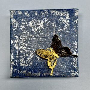 日本画 のおすすめ作品・人気作家 切り絵　蝶　箔 アクリル　グレー 時と蝶 インテリア絵画 アート