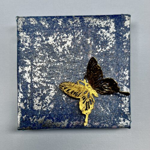 日本画 のおすすめ作品・人気作家 切り絵　蝶　箔 アクリル　グレー 時と蝶 インテリア絵画 アート