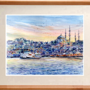 水彩画原画 夕日とヨット ＃651 | syoumei ｜インテリア絵画