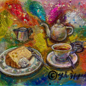 アクリル画 のおすすめ作品・人気作家 静物画　お茶　スイーツ　癒し The Fragrant Story of Tea インテリア絵画 アート