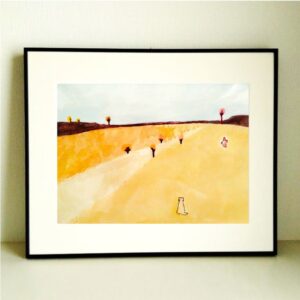 水彩画 のおすすめ作品・人気作家 茶色，水彩，水彩絵の具，犬，風景，風景画 原っぱ インテリア絵画 アート