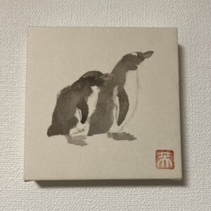 日本画 のおすすめ作品・人気作家 ペンギン 墨 日本画 整列 インテリア絵画 アート