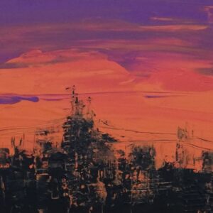 アクリル画 のおすすめ作品・人気作家 夕暮れ街ビル工業地帯 黄昏コンビナート インテリア絵画 アート