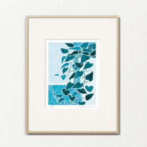 版画 のおすすめ作品・人気作家 植物 fineart modernart Nature インテリアアート ファインアート モダンアート 観葉植物 青 静物 額付き 額装品 ポトス（CP-004-4・半切） インテリア絵画 アート