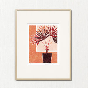 版画 のおすすめ作品・人気作家 植物 fineart modernart Nature インテリアアート オレンジ ファインアート モダンアート 茶色 観葉植物 静物 額付き 額装品 ビスマルキア（CP-005-4・半切） インテリア絵画 アート