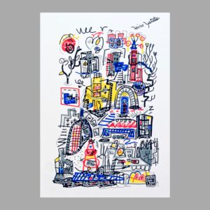 ペン画 ドローイングのおすすめ作品・人気作家 抽象画 ドローイング 街 都会 風景画 Urban Echoes BV-2 インテリア絵画 アート