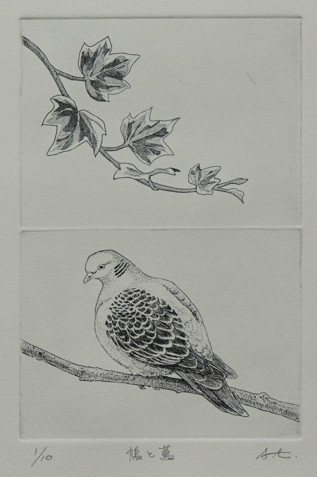 版画 のおすすめ作品・人気作家 植物 鳥 銅版画 鳩と蔦 インテリア絵画 アート
