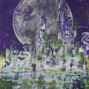 アクリル画 のおすすめ作品・人気作家 街ビル夜景月 月満つる時 インテリア絵画 アート