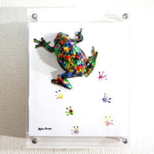 彫刻 レリーフ 立体アート のおすすめ作品・人気作家 動物 立体 contemporary カエル コンテンポラリーアート トカゲ ポップアート 彫刻 アマガエルは彩りを残す インテリア絵画 アート