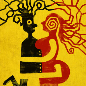 絵画 のおすすめ作品・人気作家 colorful contemporaryart lightblue lightgreen manandwoman Portreit 緑 赤 黄色 two persons インテリア絵画 アート