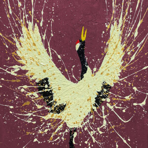 アクリル画 のおすすめ作品・人気作家 動物 鳥 めでたい ゴールド ポップアート 吉祥 縁起 金 鶴 インテリア絵画 アート