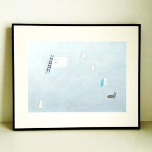 手描きイラスト のおすすめ作品・人気作家 犬 blue ブルー 水彩 水彩絵の具 犬 犬の絵 青 額縁 曇り空 インテリア絵画 アート