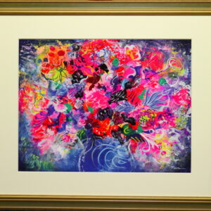 絵画 のおすすめ作品・人気作家 花 静物画色彩豊かな絵明るい絵 「Flowers」(NO.2524) / 6号F / ケント紙(0.5ミリ厚)にアクリル絵の具不透明 / 額付きー額はガラスでなくアクリル板付きです-額は取り寄せになりますので1週間ほどお待ち願います / 安本太ん 芸大卒 / 画像をクリックすると拡大画像になります インテリア絵画 アート