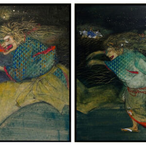 絵画 のおすすめ作品・人気作家 2枚組　古代ロマン　卵黄テンペラ　日本画　歌舞伎　黒塚　鬼婆　安達ケ原　般若 歌舞伎連作「黒塚-くろづか」P３０号額入左右２枚セット インテリア絵画 アート