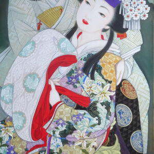 絵画 のおすすめ作品・人気作家 絹本　古代ロマン　歌舞伎　鳴神　平安時代　着物　 歌舞伎連作 鳴神「雲の絶間姫-くものたえまひめ」パネル貼り インテリア絵画 アート