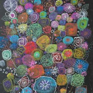 アクリル画 のおすすめ作品・人気作家 花 インテリア カラフル, ミラクルガーデン ブラック インテリア絵画 アート