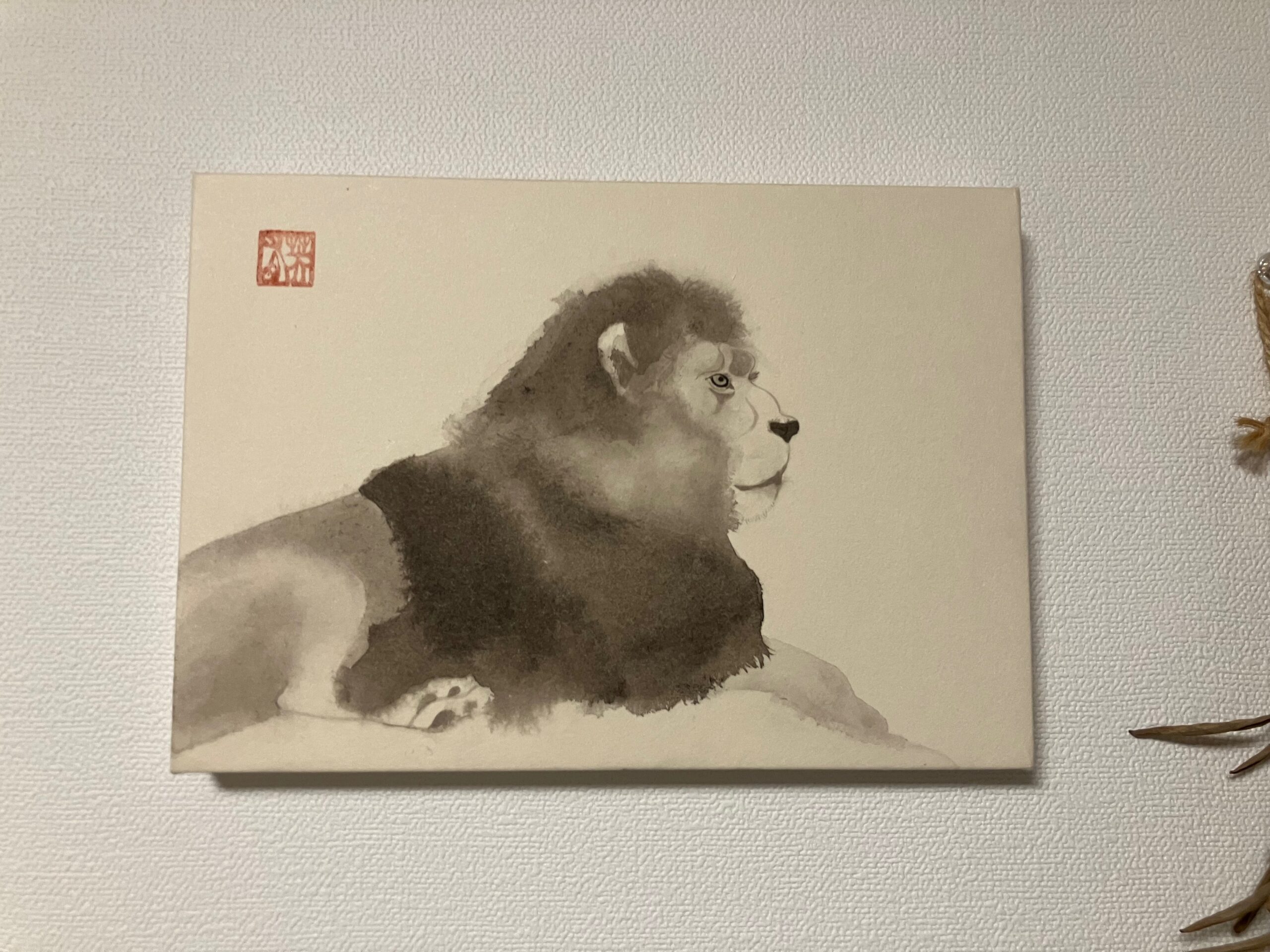 日本画 のおすすめ作品・人気作家 ライオン 墨 墨絵 日本画 ひととき インテリア絵画 アート