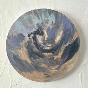 絵画 のおすすめ作品・人気作家 空 風景 油彩 円形 直径30㎝「画家の家の上空1」油彩・絵画・原画・丸形・アートパネル インテリア絵画 アート