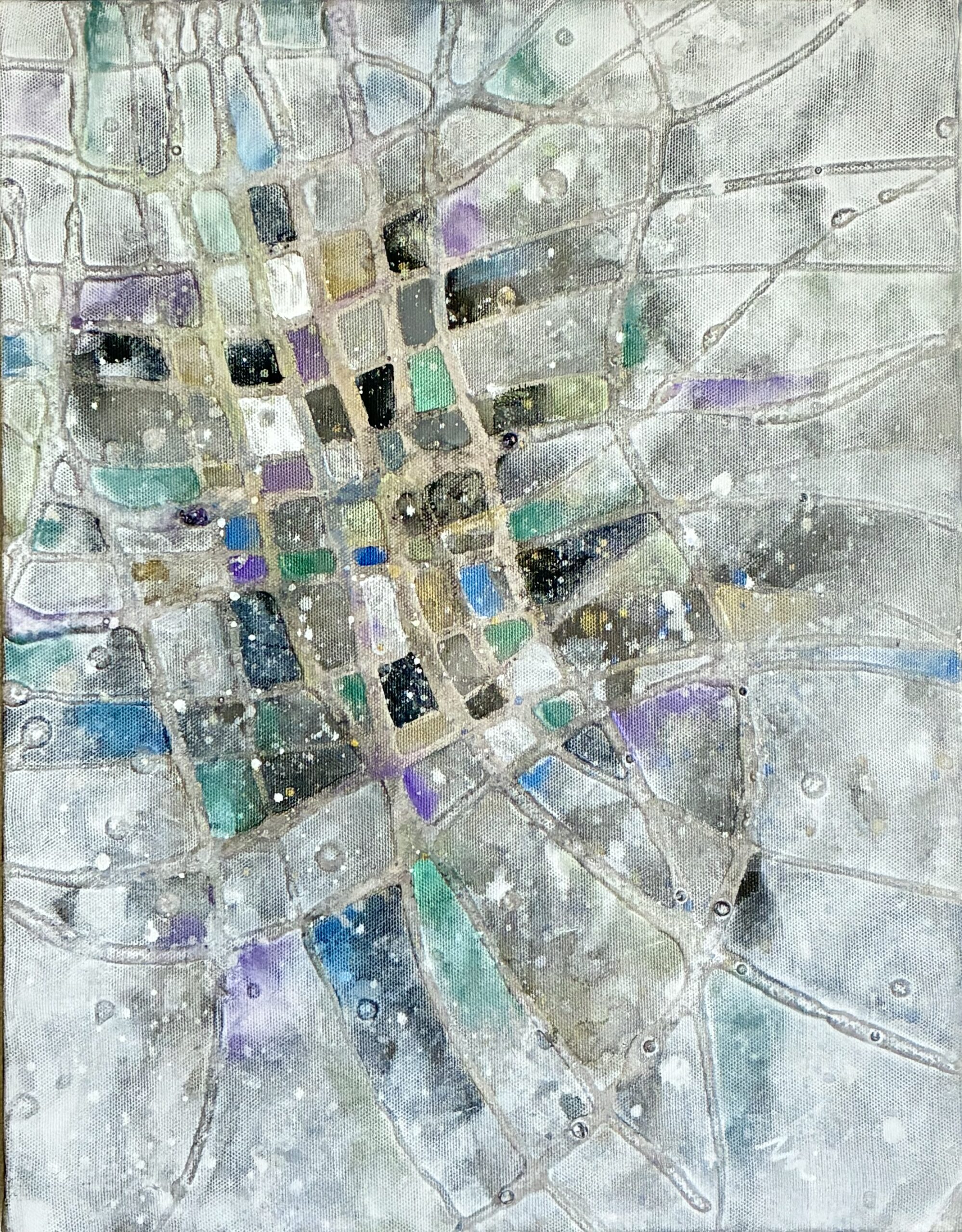 アクリル画 のおすすめ作品・人気作家 シルバー モノトーン，抽象画 Silent Air 交差 インテリア絵画 アート