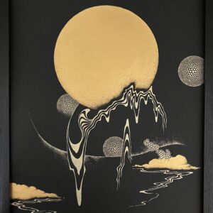 ペン画 ドローイングのおすすめ作品・人気作家 黒　金　月　自然 no title 2 インテリア絵画 アート