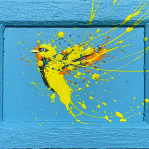 アクリル画 のおすすめ作品・人気作家 鳥 黄色 カラフル ポップアート 水色 黄色い鳥 インテリア絵画 アート