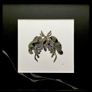 ペン画 ドローイングのおすすめ作品・人気作家 黒　金　モノクロ　自然　昆虫　蝶　蛾　 Self-portrait インテリア絵画 アート