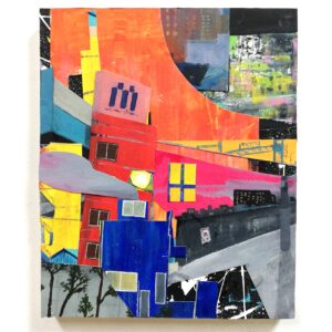 コラージュ のおすすめ作品・人気作家 アクリル画街ビル Scrap connection インテリア絵画 アート