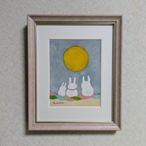 日本画 のおすすめ作品・人気作家 アートのある暮らし 白 mineral moon rabbit うさぎ 日本画 月 水色 箔 鉱物 黄 お月見うさぎ インテリア絵画 アート