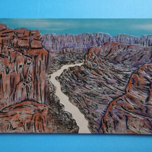 日本画 のおすすめ作品・人気作家 風景画 グランドキャニオン 日本画 うるし 漆画 日本画  漆画　「グランドキャニオン（コロラド川）」　1983　白翁作 インテリア絵画 アート