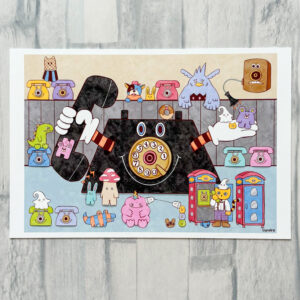 イラスト のおすすめ作品・人気作家 動物 ファンタジー ポップ 電話 黒電話 1616-0874-3150 インテリア絵画 アート