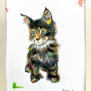 絵画 のおすすめ作品・人気作家 イラスト 動物 抽象画 猫 【シャロン】A4サイズ額装付き インテリア絵画 アート