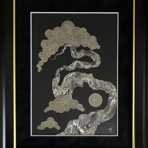 ペン画 ドローイングのおすすめ作品・人気作家 盆栽　植物　自然　日本 黒　金　japan BONSAI インテリア絵画 アート