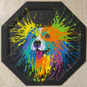 アクリル画 のおすすめ作品・人気作家 動物 犬 黒 カラフル ポップアート 八角形 ワンちゃん インテリア絵画 アート