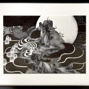 ペン画 ドローイングのおすすめ作品・人気作家 月　自然　モノクロ melt in the moonlight インテリア絵画 アート