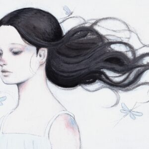 手描きイラスト のおすすめ作品・人気作家 花少女虫　白 かげろう インテリア絵画 アート