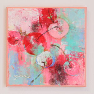 油絵 のおすすめ作品・人気作家 ピンク 抽象画 油絵 赤 かわいい くだもの さくらんぼ カラフル グリーン チェリー パステルカラー フルーツ 食べ物 mini fruit 4 インテリア絵画 アート