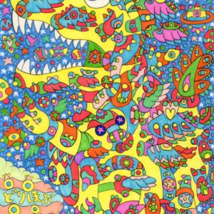 絵画 のおすすめ作品・人気作家 星  可愛い かっこいい インテリア カラフル ティラノサウルス 恐竜 空 色とりどり 雲 風 風属性 風属性のティラノサウルス インテリア絵画 アート