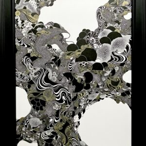 ペン画 ドローイングのおすすめ作品・人気作家 自然　植物　黒　金 Synergy of Nature インテリア絵画 アート